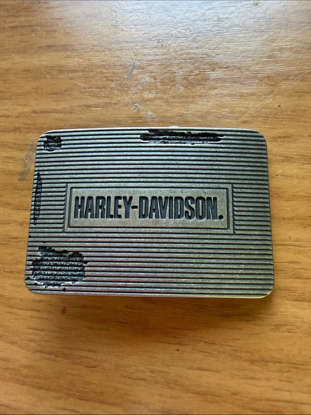 Harley-Davidson Brass Tone Money Clip with Striped Logo Plate